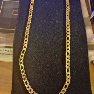 14kt Gold over Stainless Steel Tranish Resistance 24 Inch 8mm Figaro Chain